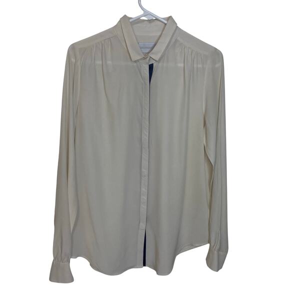 Zadig & Voltaire Deluxe 100% Silk Blouse Snap Button Ivory Size Medium - Picture 1 of 9